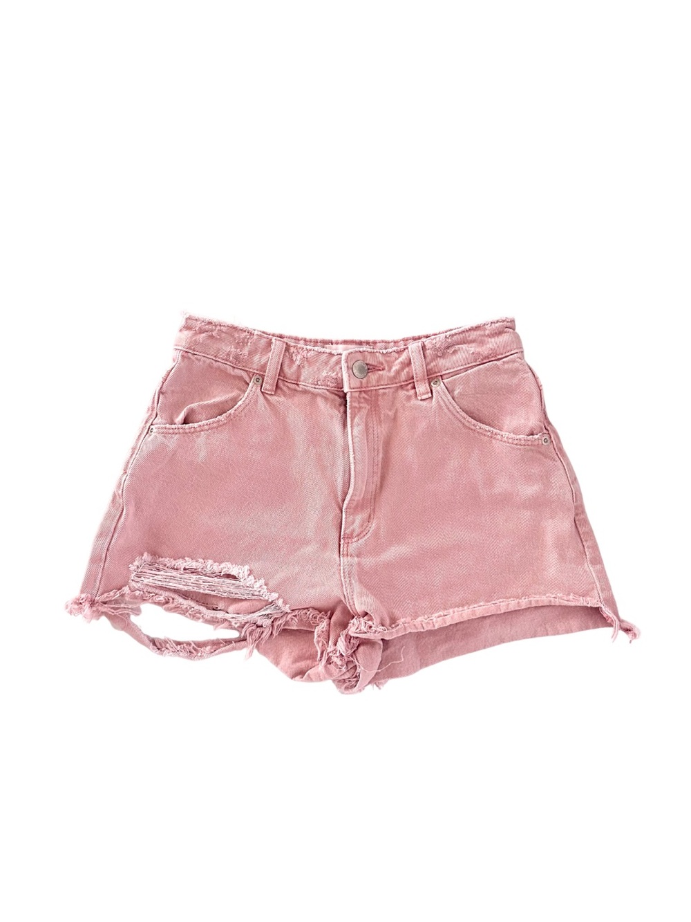 Rolla’s Dusters High Rise Distressed Denim Shorts Layla Pink Size 25